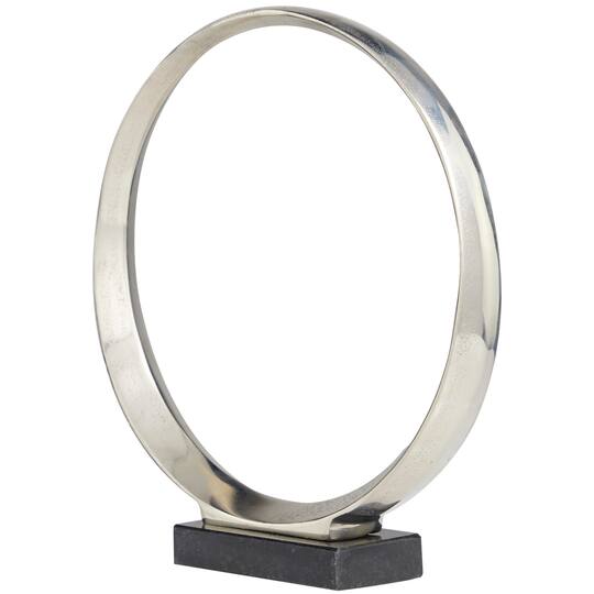 Silver Aluminum Geometric Sculpture with Marble Base Set